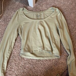 PacSun Green Fitted Crop Blouse Long Sleeve